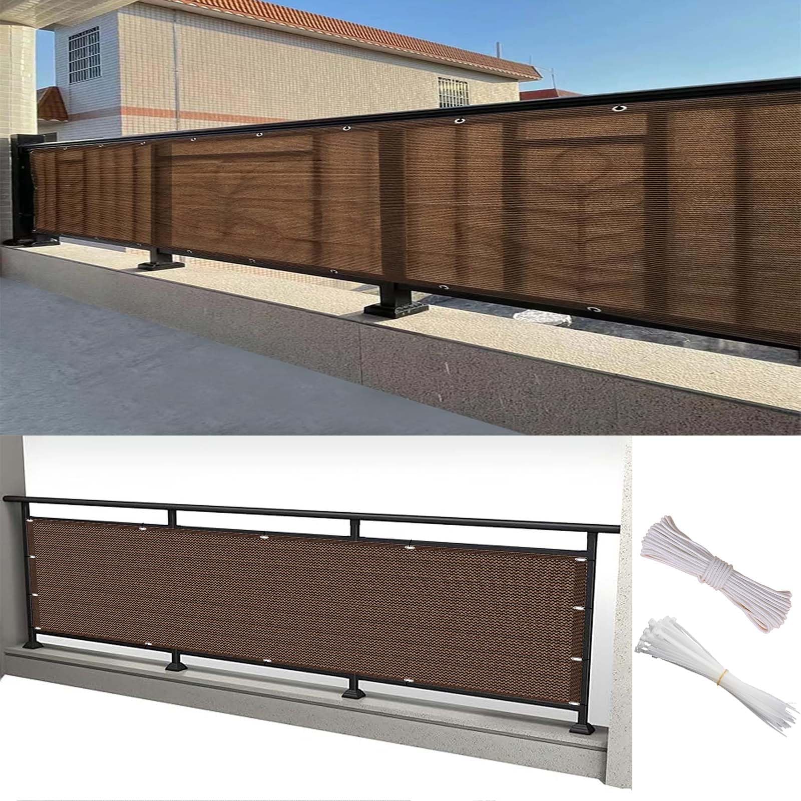 Privacy Screen Fence 50 x 100 cm Light Transparent Wind and UV Protection, Privacy Net Outdoor Sunshade with Rope and Cable Ties for Outdoor, Backyard, Patio, Brown