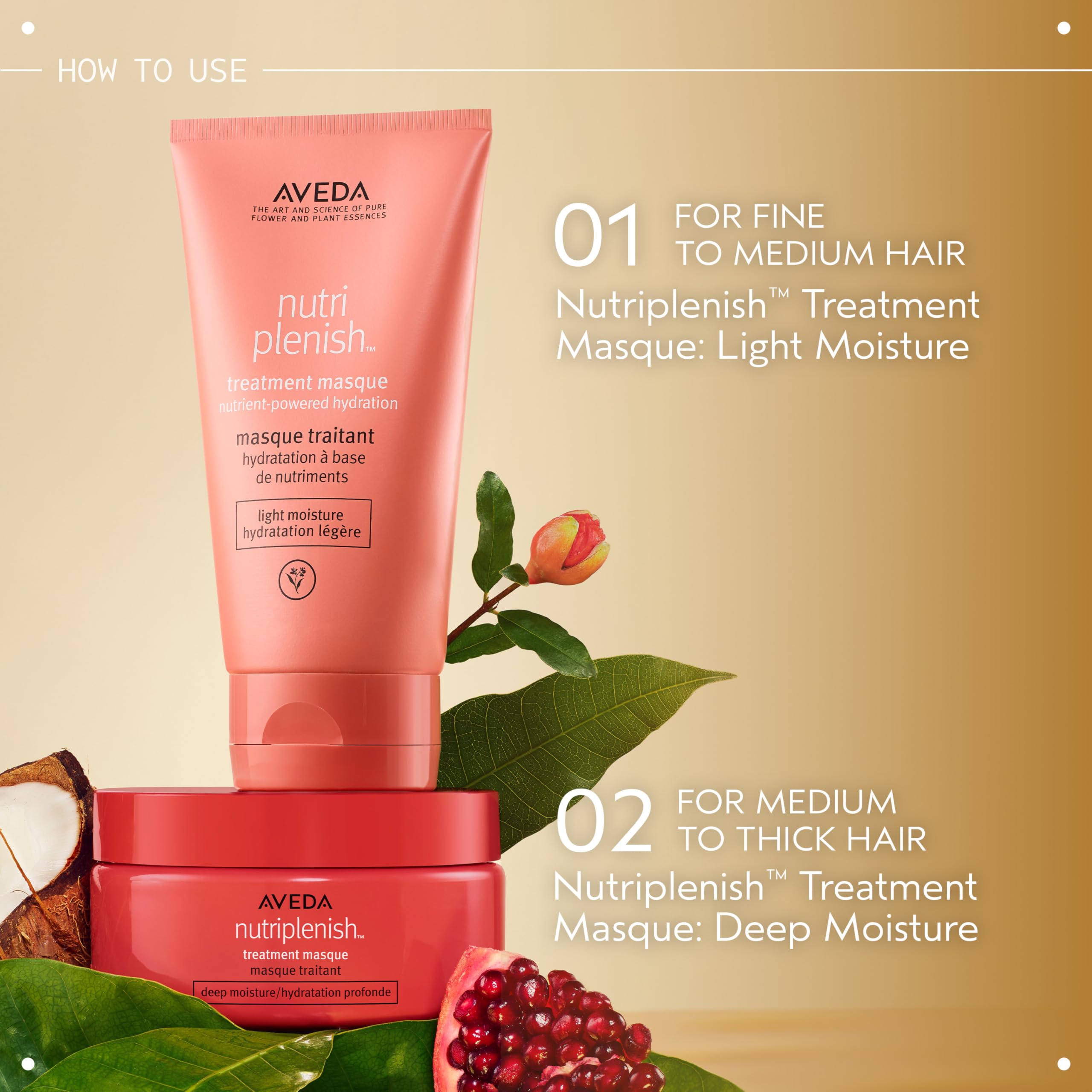 Aveda Nutriplenish Treatment Masque Light Moisture | Conditioning Mask for Fine to Medium Dry Hair | Organic Pomegranate Oil, Coconut Oil, Mango Butter | 98% Naturally Derived*