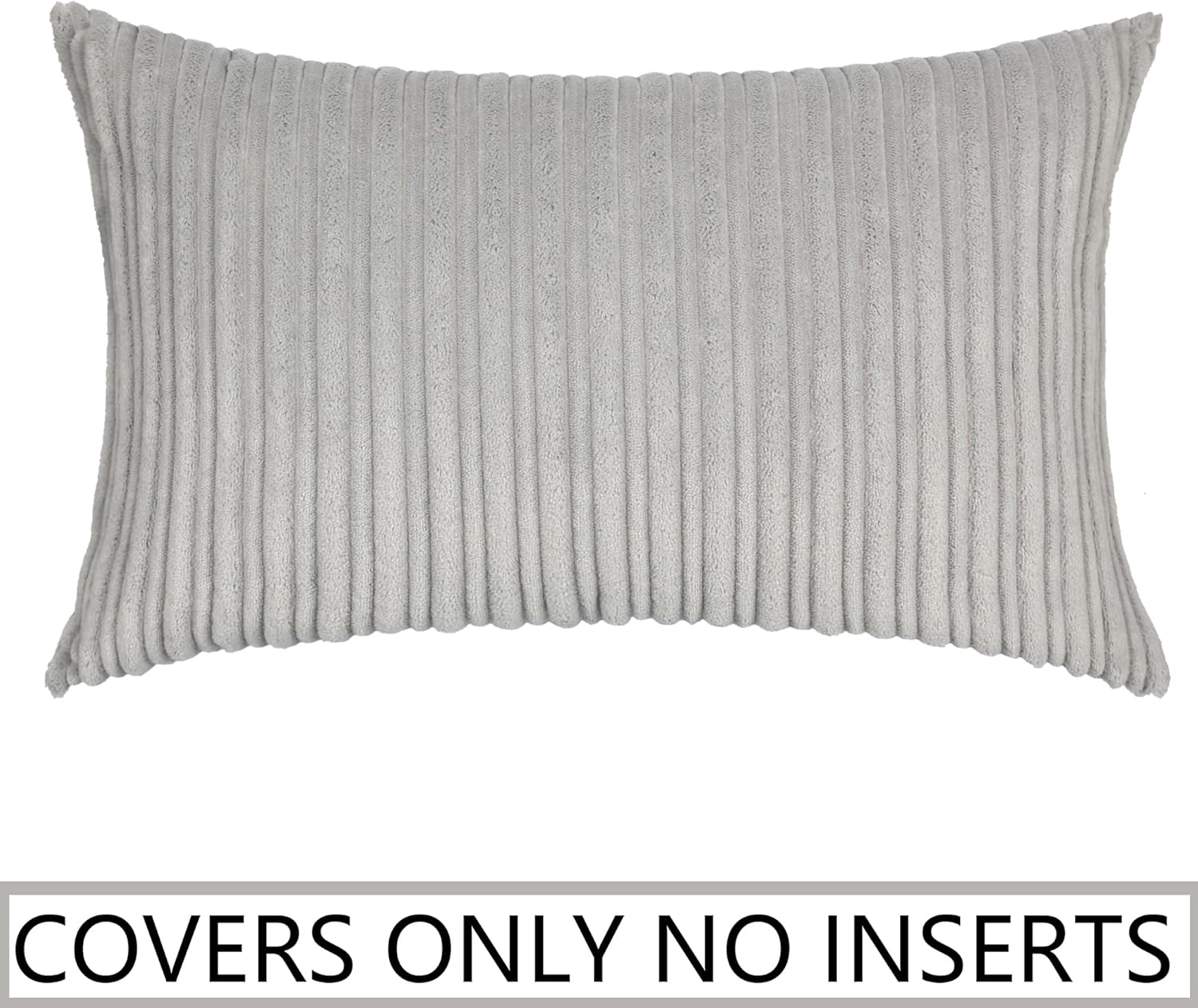 UGASA Velvet Pillow Covers Striped, Decorative Throw Cushion Case with Hidden Zipper for Home Couch/Bedroom, Soft Cozy Solid Oblong, 1 Piece (12"x20", Light Grey) - Image 5