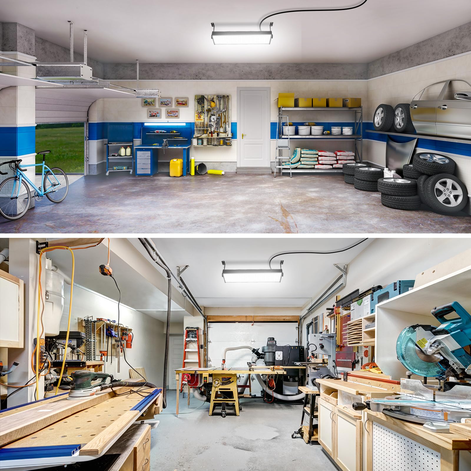 150W LED Shop Light 18000LM Ultra Brighter Plug in Garage Light with 9 84FT Power Cord and On — view 7