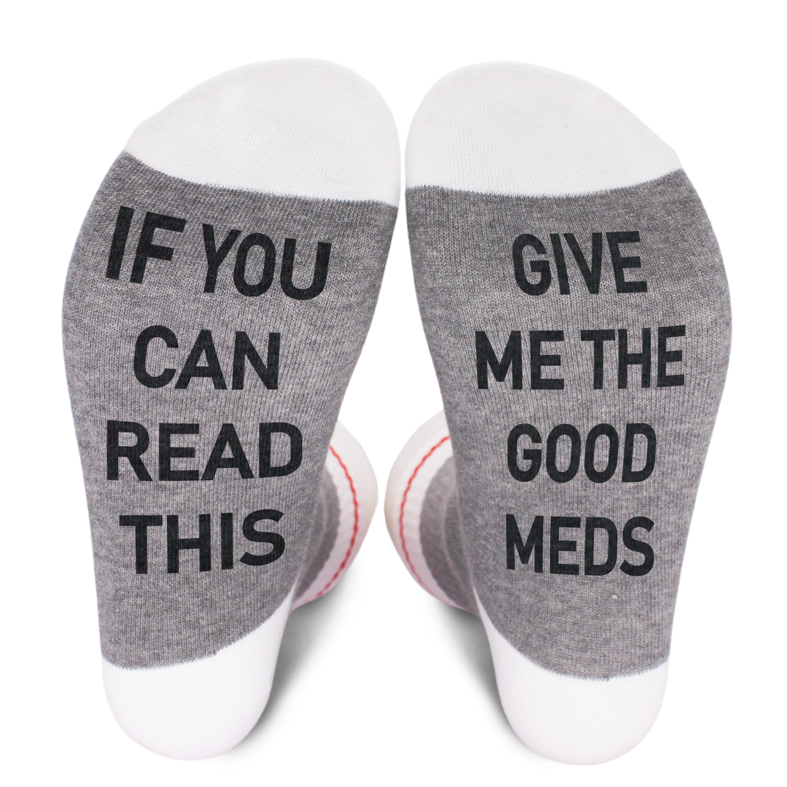 KGHYT Funny Socks If You Can Read This, Novelty Gifts For Women Men, Red And White Striped Socks, Christmas Gift.