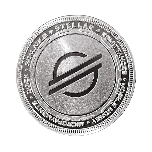 XLM Stellar Crypto Silver-Plated Collector Coin with Engraved Blockchain Design