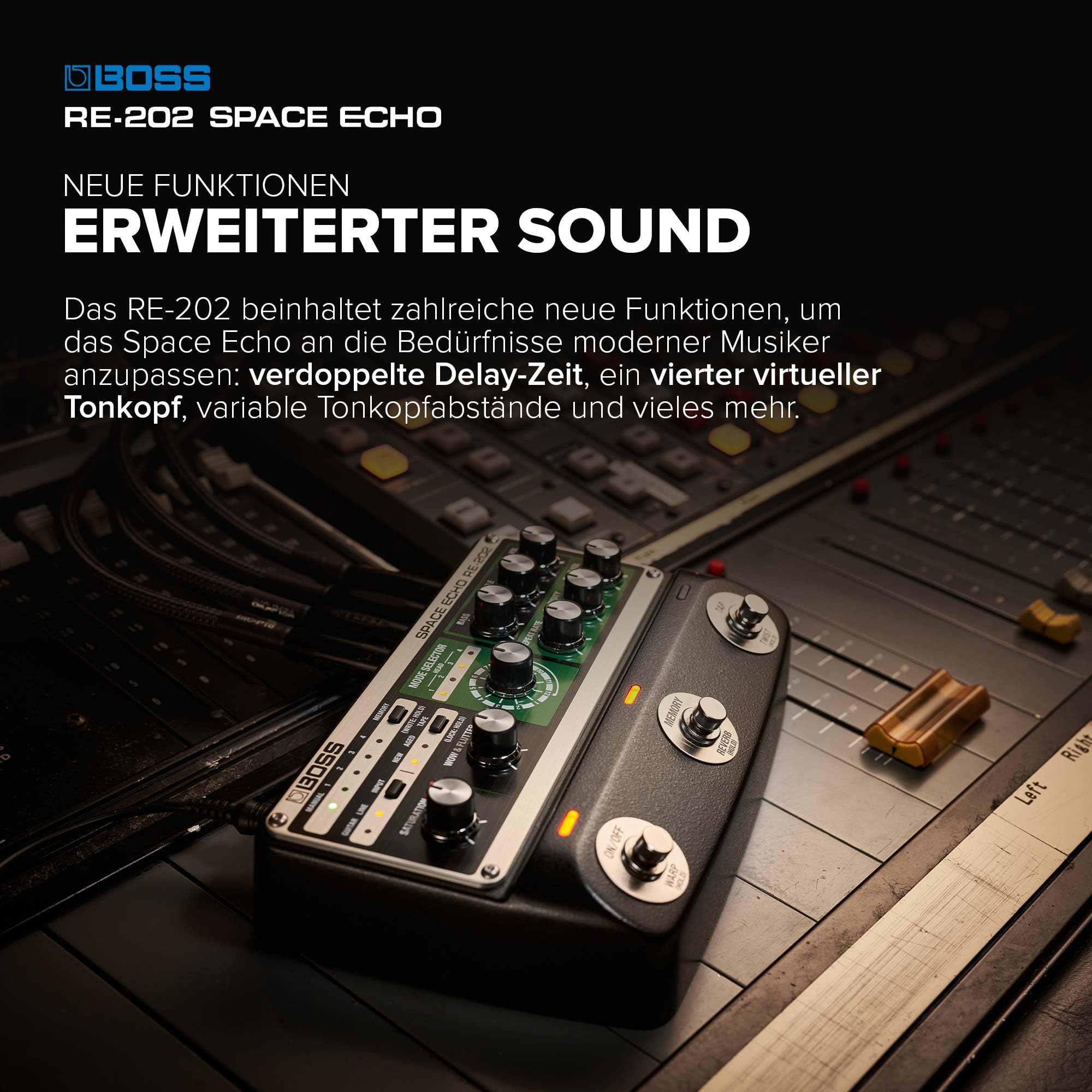 BOSS RE-202 Space Echo Tape Echo Delay Reverb Effektpedal Stereobetrieb Federhall Wow & Flutter