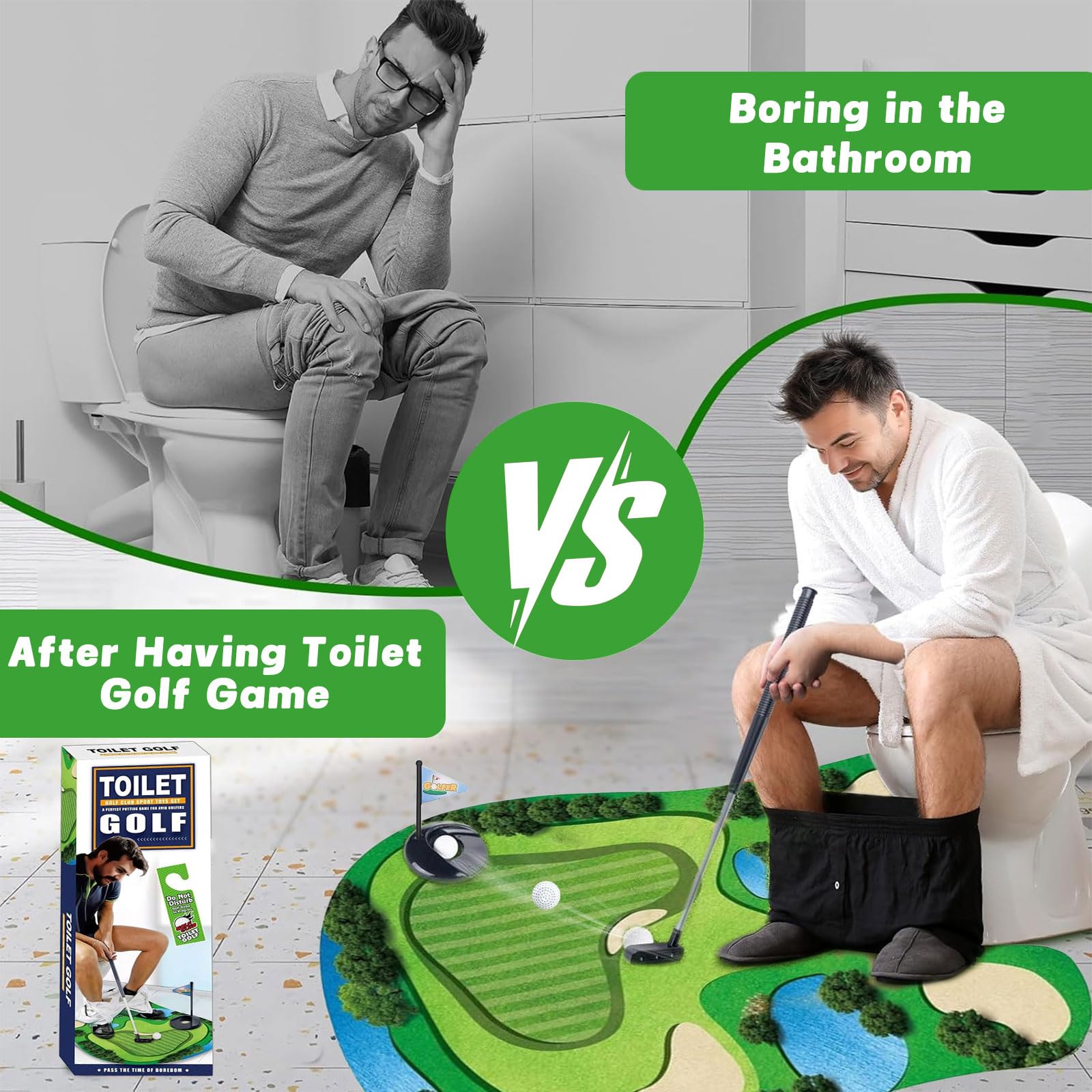 WiDream Set de Regalo de Golf para Inodoro, Juego de Baño para Práctica de Mini Golf