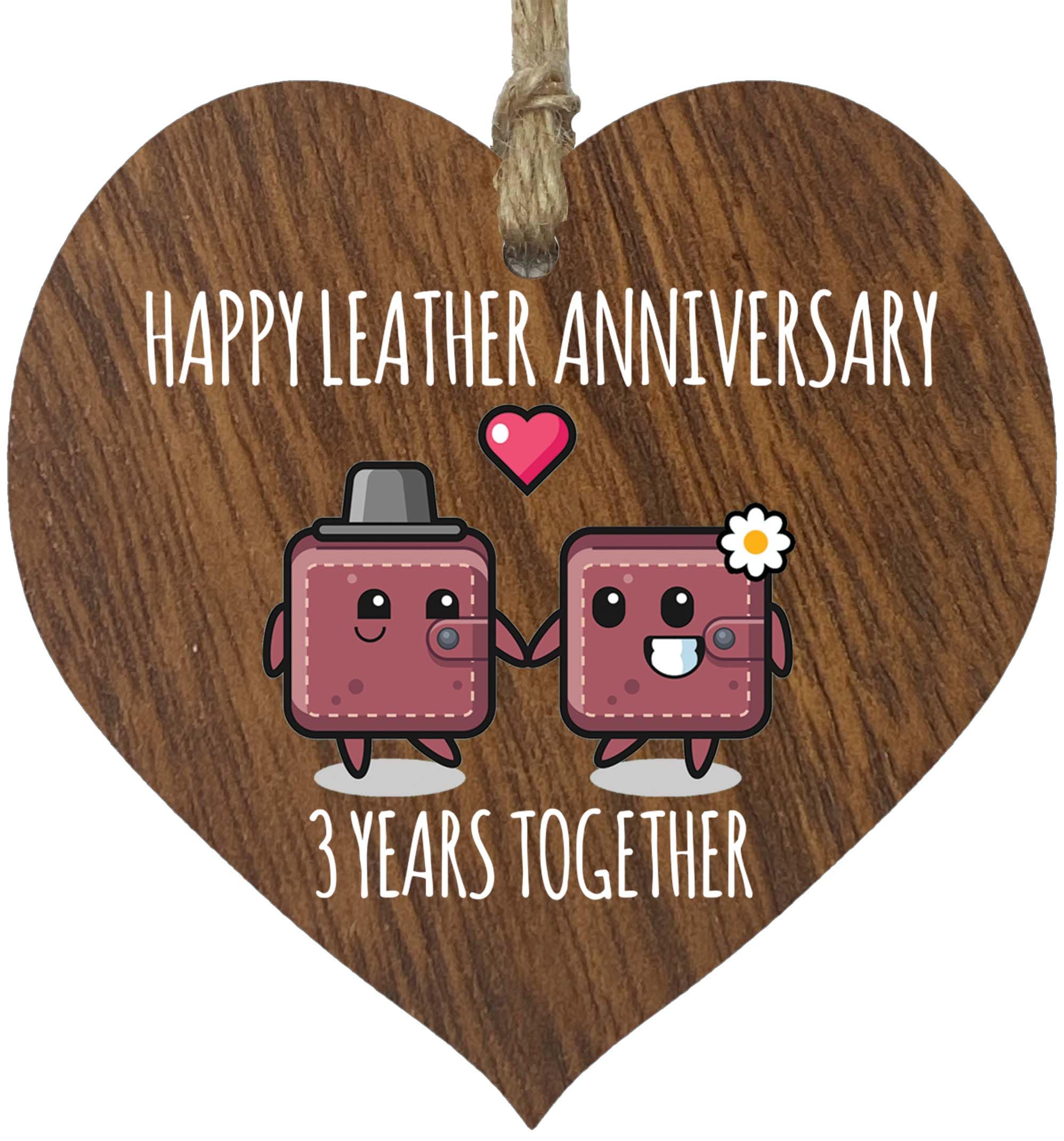 3rd Wedding Anniversary Wooden Heart Plaque for Wife or Husband