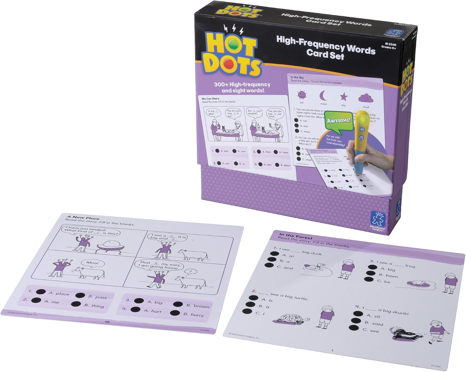 Educational Insights Hot Dots High-Frequency Words Card Set, 300+ Words, Homeschool Learning Workbooks, Reading Success, Ages 5+