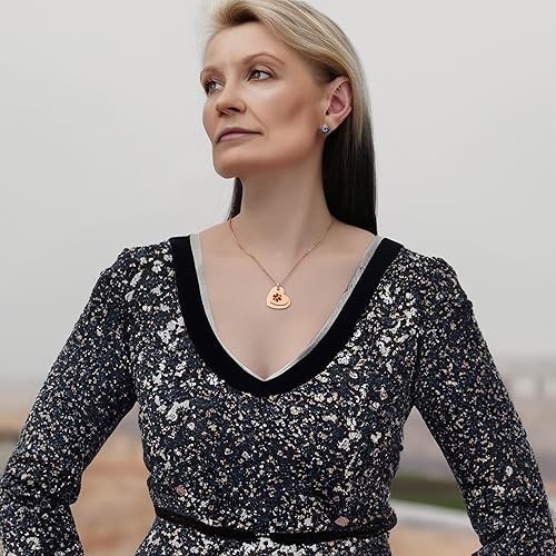 Miniatura 3 de LinnaLove Collar de identificación de alerta médica para mujer, colgantes médicos de doble corazón con grabado gratuito