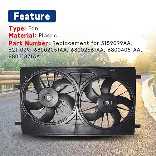 Miniatura 3 de Ventilador de radiador 68031872AA 68031873AA Reemplazo para 200 07-14/Reemplazo para Compass 13-17/Reemplazo para Patriot 07-17/Reemplazo para
