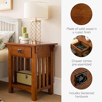 Amazon.com: Leick Home Mission Impeccable Nightstand, Solid Wood