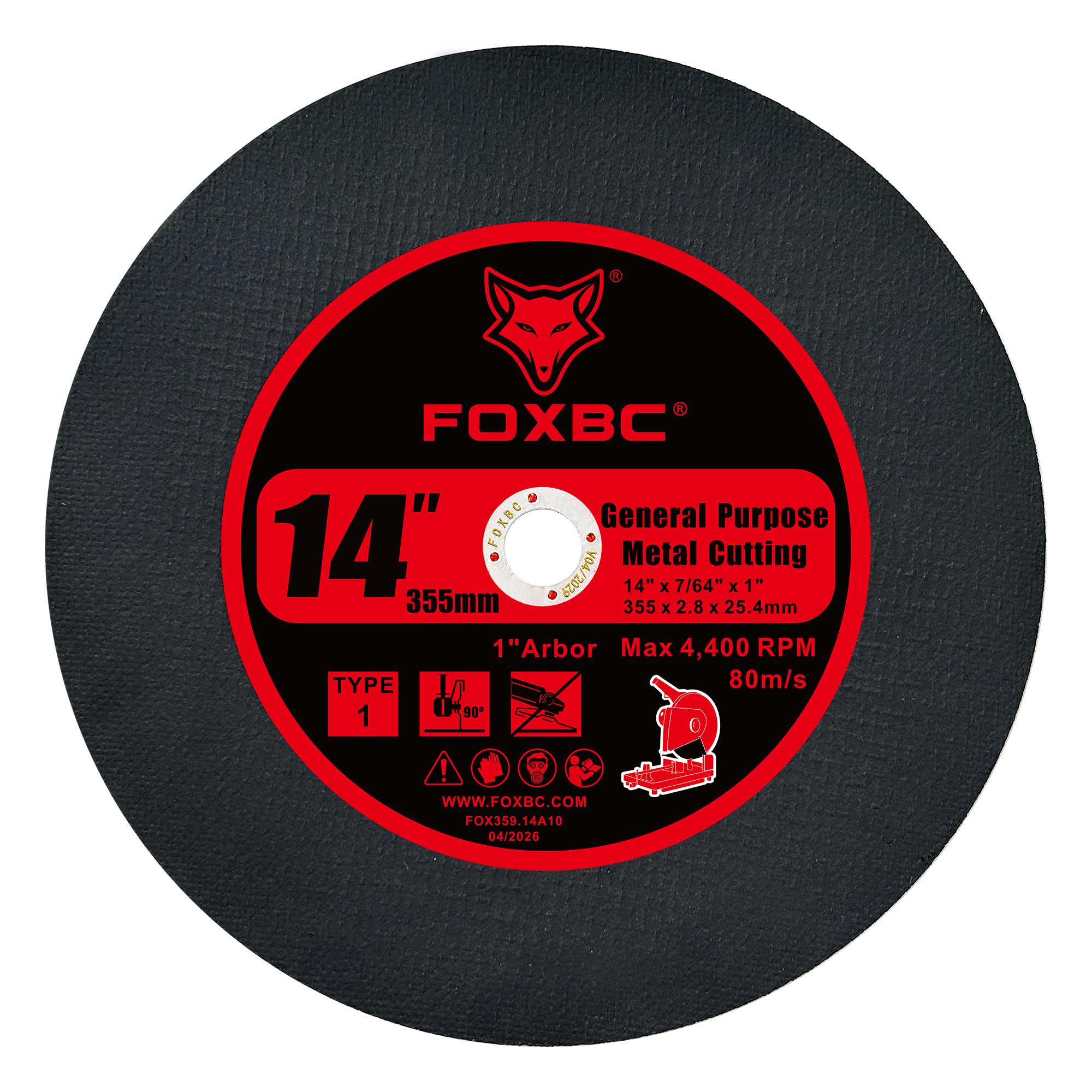 FOXBC Hojas de sierra abrasivas de metal de 14 pulgadas, paquete de 10 | Rueda de corte de óxido de aluminio de 14 x 0.12 x 1 pulgadas, tipo 1