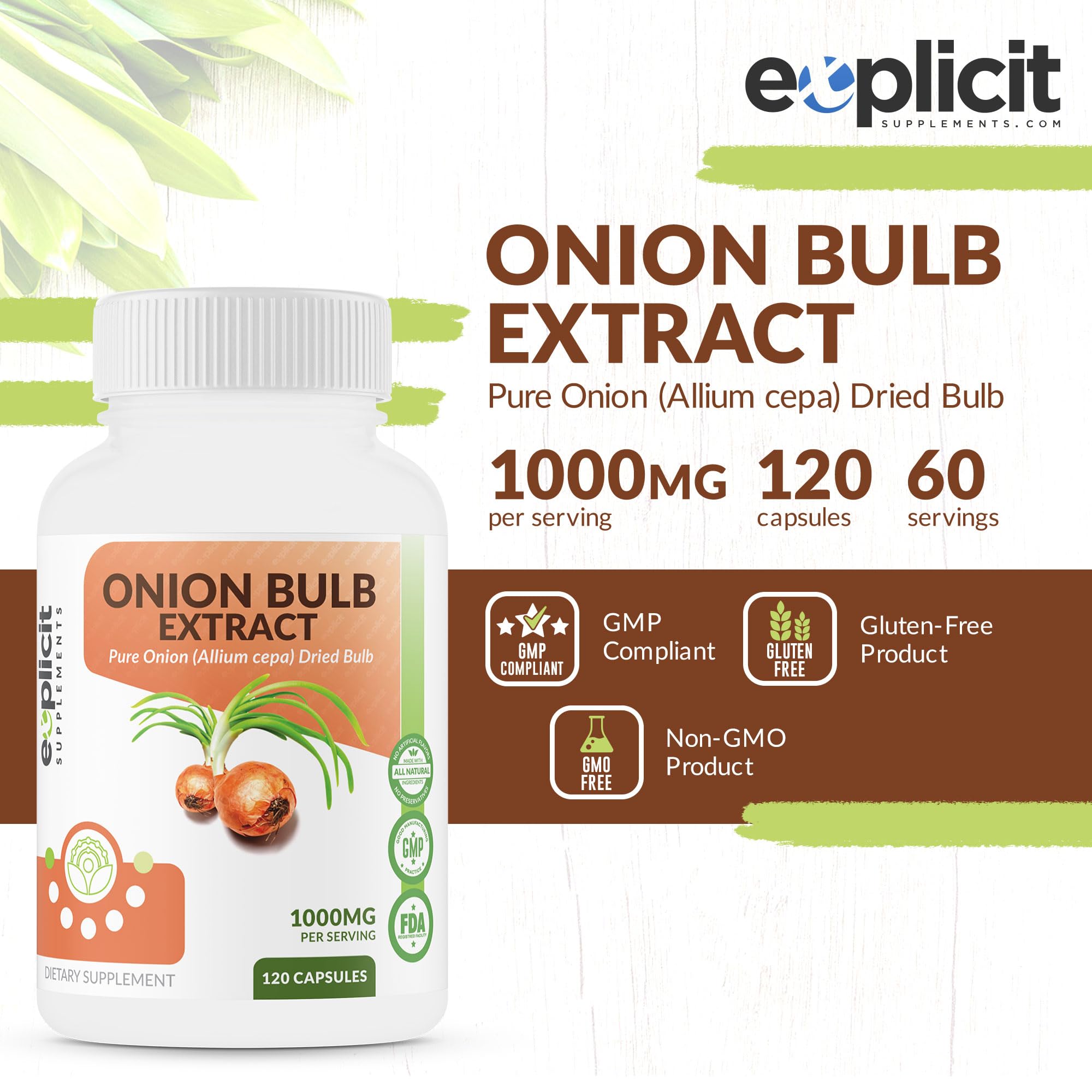 Amazon.com: All Natural Onion Extract 1000mg - Dried Onion Bulb