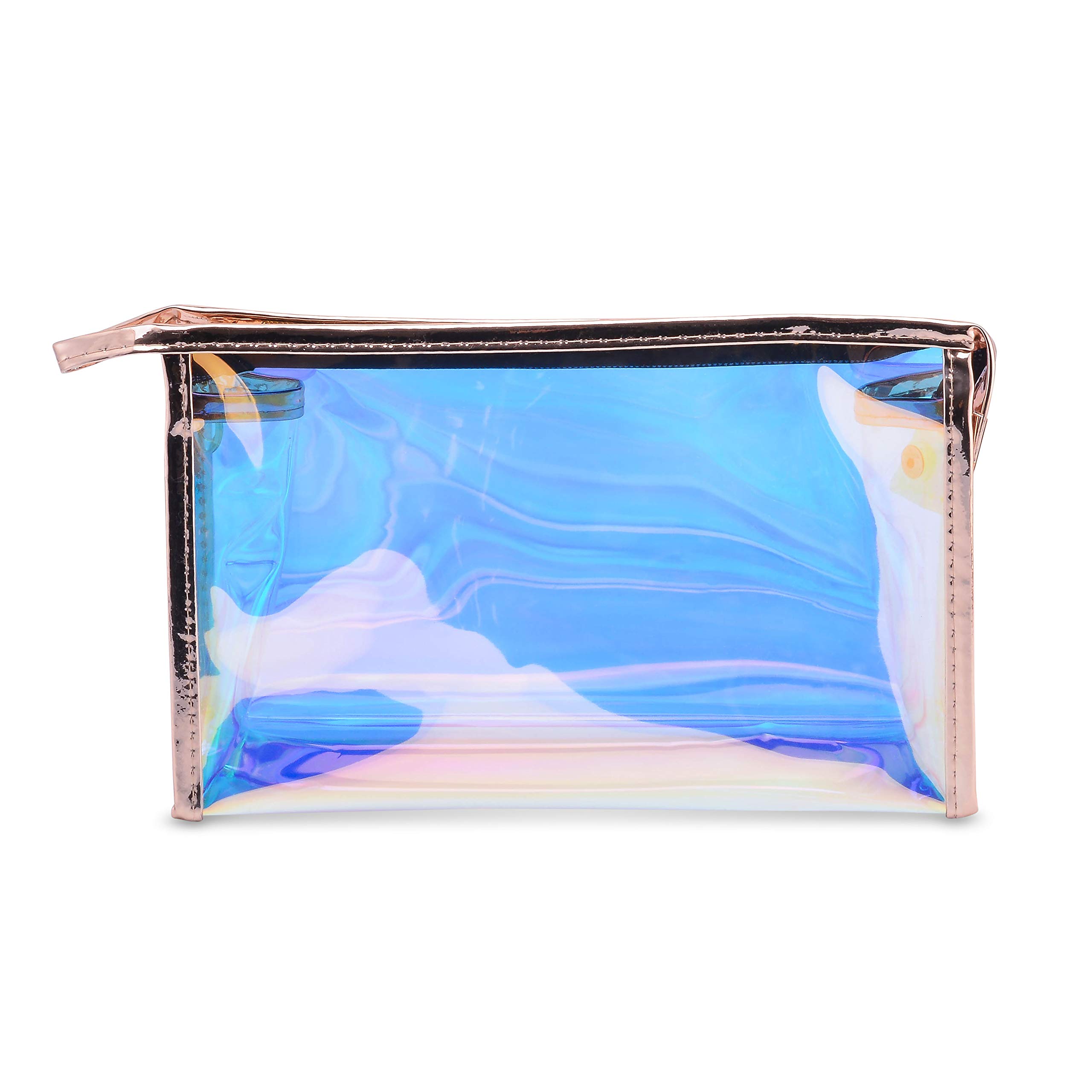 Chromatic Holographic Cosmetic Bag for Travel Toiletries, Makeup, Brushes, Pencils, Mascara, and More | Transparent Makeup Bag Organizer for Women, Girls, Teens, Bridesmaids, 2.75in. x 9.5in