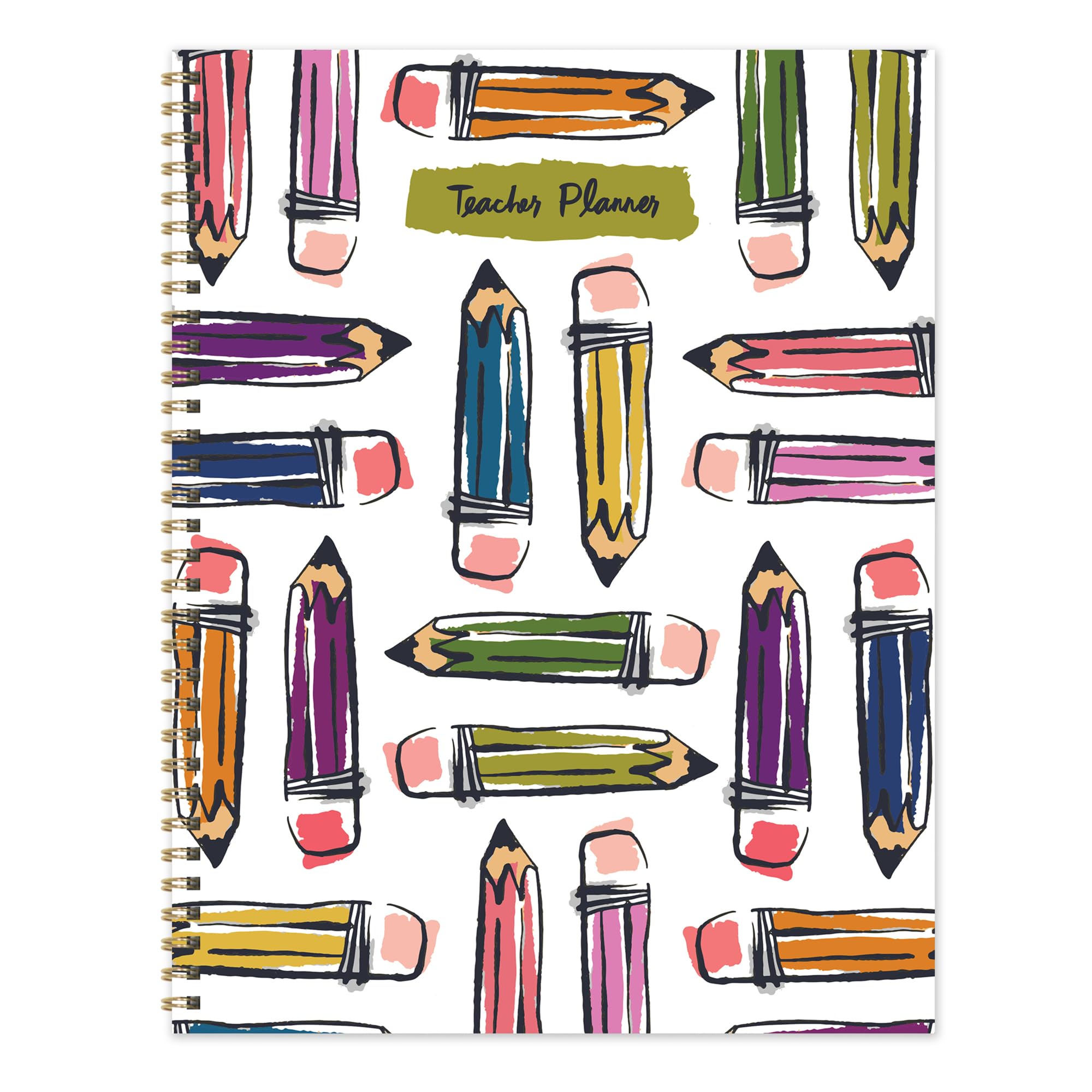 TF Publishing Large Undated Pencils Teacher & Homeschool Lesson Planner - 8.5x11in Lesson Plan Book for Teachers - Undated Teacher Planner with Monthly Calendar, Weekly Spread, and Color-Coded Days