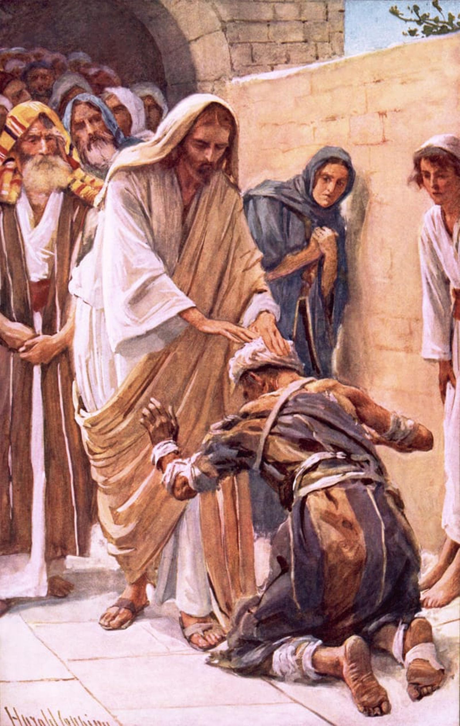 Pintura Murales la curación del leproso Harold Copping Imagen de Lienzo Decorativo Alta Definición 5
