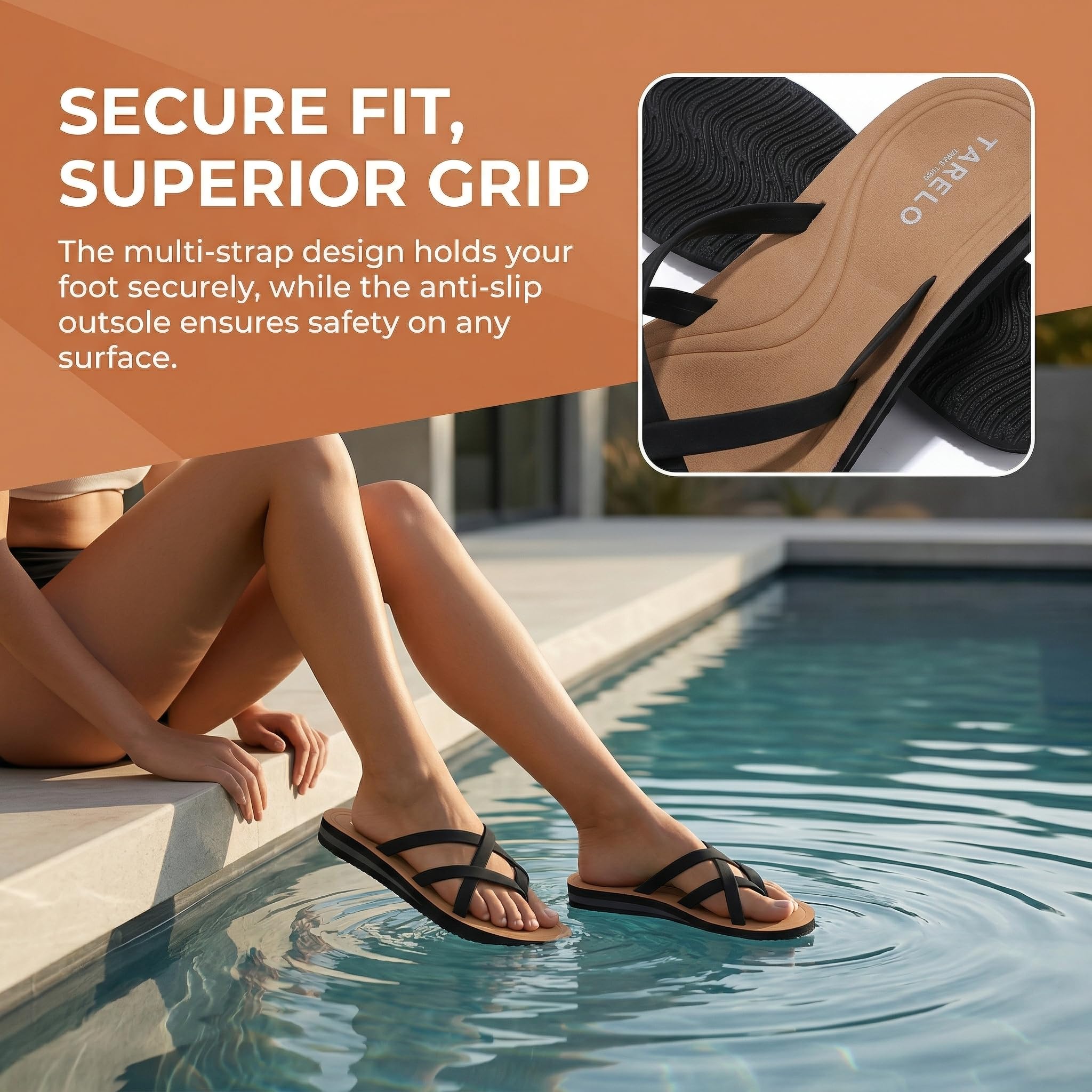 TARELO Flip Flops Damen Sommer Zehentrenner Größe 36-41