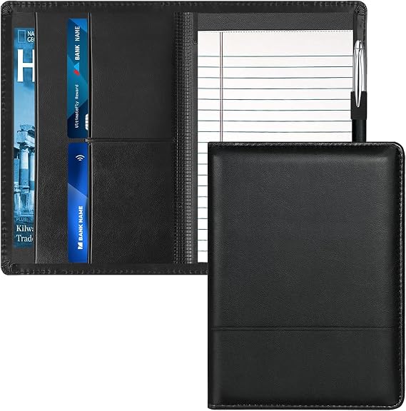 A5 Padfolio Business Portfolio Folder,Junior Size Document Folder Organizer, Padfolio with Interior Pocket and Pen Loop, 5 x 8 Writing Pad Included