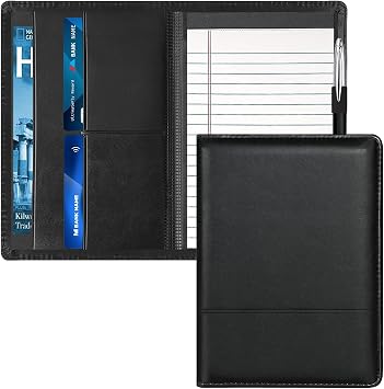 A5 Padfolio Business Portfolio Folder,Junior Size Document Folder Organizer, Padfolio with Interior Pocket and Pen Loop, 5 x 8 Writing Pad Included