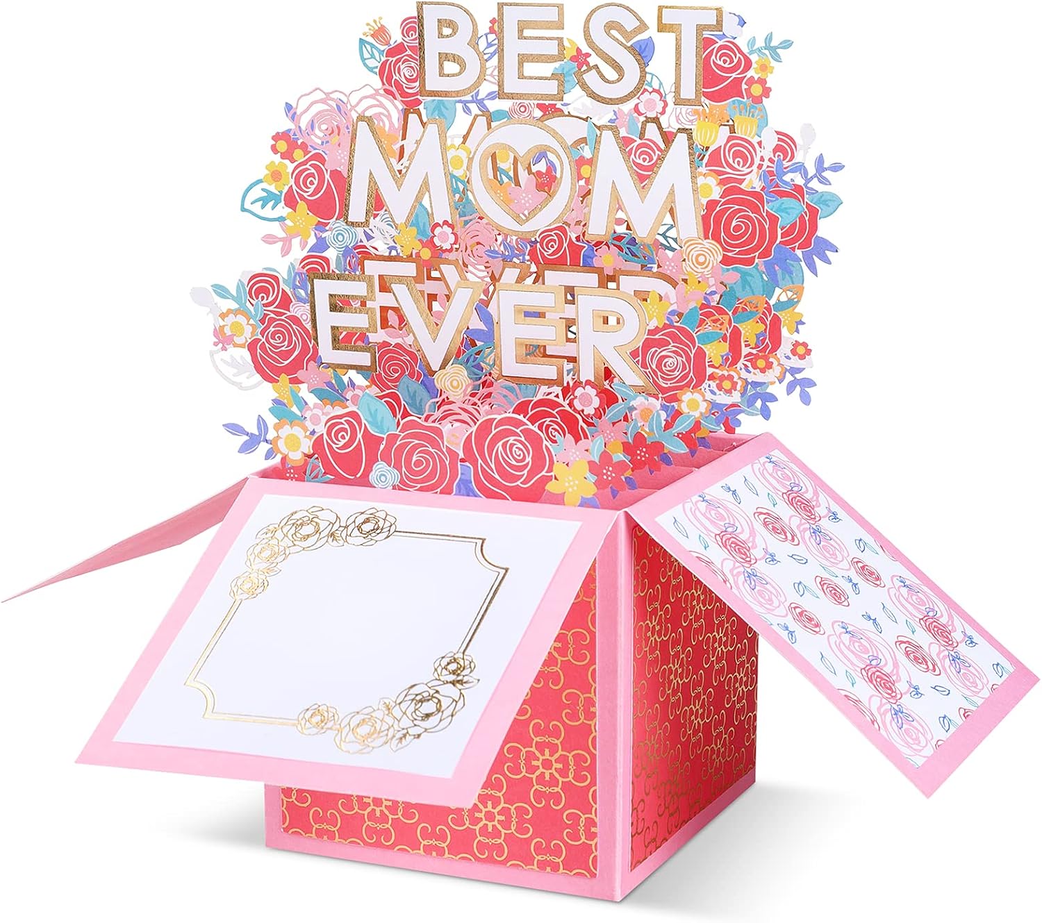 POPGIFTU Mothers Day Card-Best Mom Ever, 3D Pop-Up Greeting Card, Great Thank you Card for Mother, with Note Card and Envelope, Mother's Day Gifts from Son, Daughter