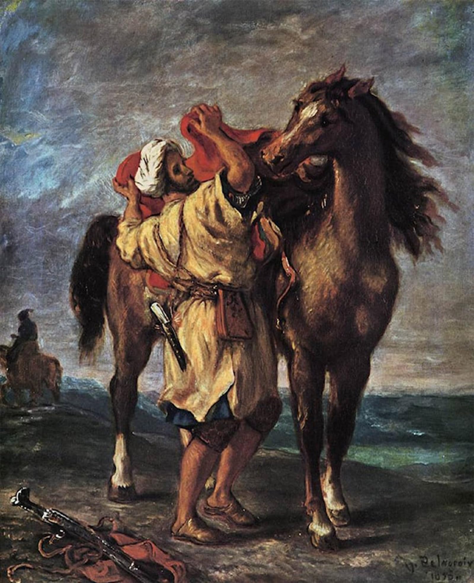 SERENDIPITP Vintage Picture Print on Canvas Wall Art Poster Marocan and His Horse by Eugene Delacroix Artwork Print Poster for Wall Decor 60x90cm
