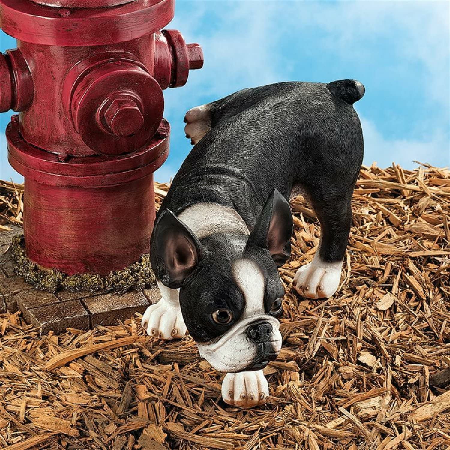 Design Toscano Lifting a Leg Naughty Boston Terrier Dog Statue: Set of Two