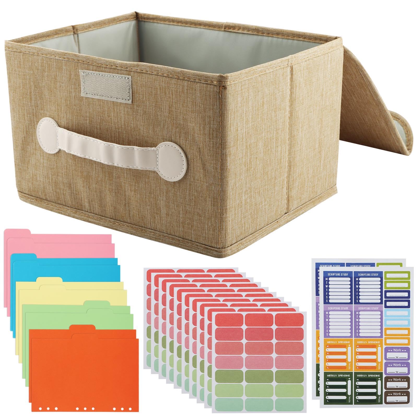 Greeting Card Organizer & Storage Box with 10 Pcs Dividers, Storing 120+ Cards with 210 Pcs Labels and 2 Pcs B5 Index Paper, for Scrapbooking, Envelopes, Sticker, Photos, Notecards(Type B)