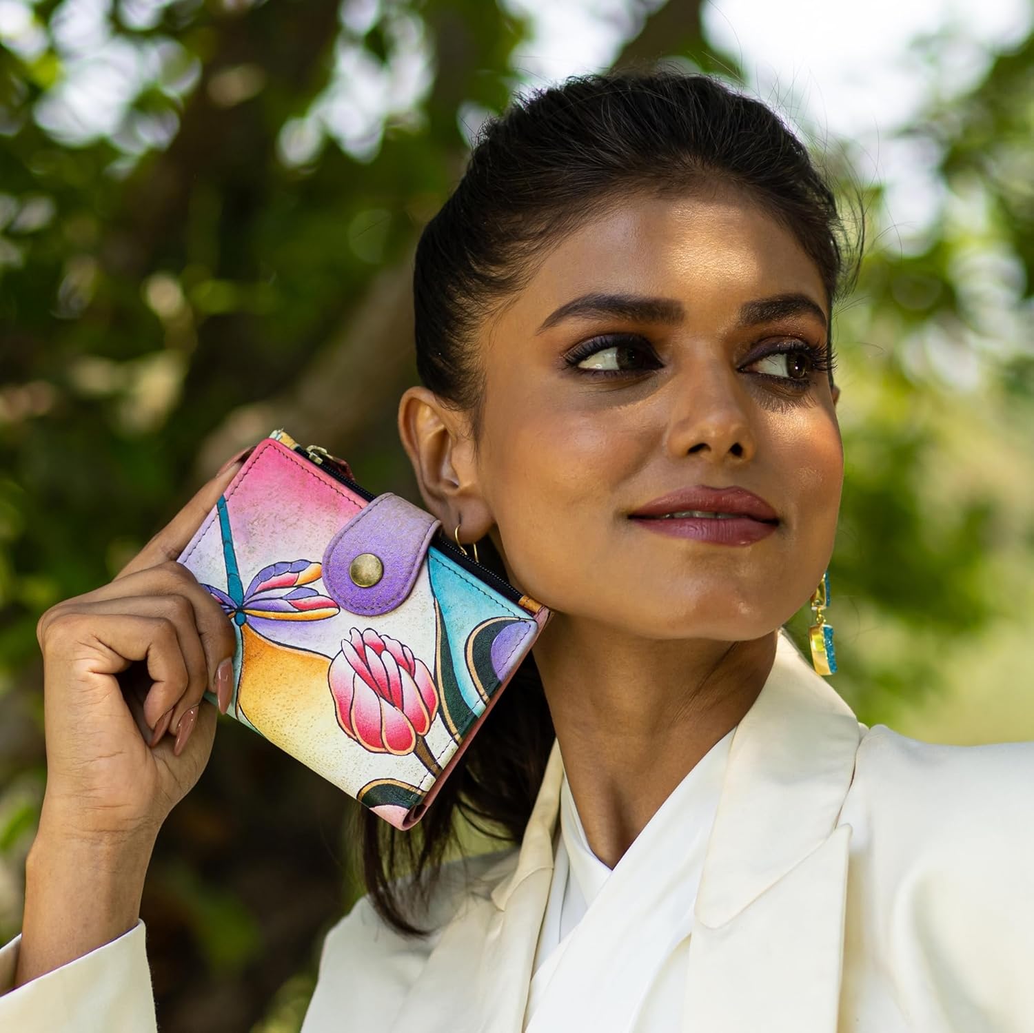 Anna by Anuschka Women's Hand Painted Genuine Leather Ladies Wallet - Image 4