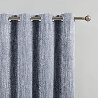 Vista 6 de Melodieux Elegantes cortinas opacas de algodón para oscurecer la habitación, para sala de estar, dormitorio, con aislamiento térmico, paneles