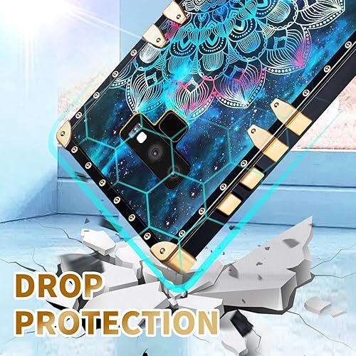 Miniatura 6 de Loheckle Funda para Samsung Galaxy Note 9 para mujer, diseño cuadrado con soporte de anillo y cordón, funda de lujo con diseño de mandala para