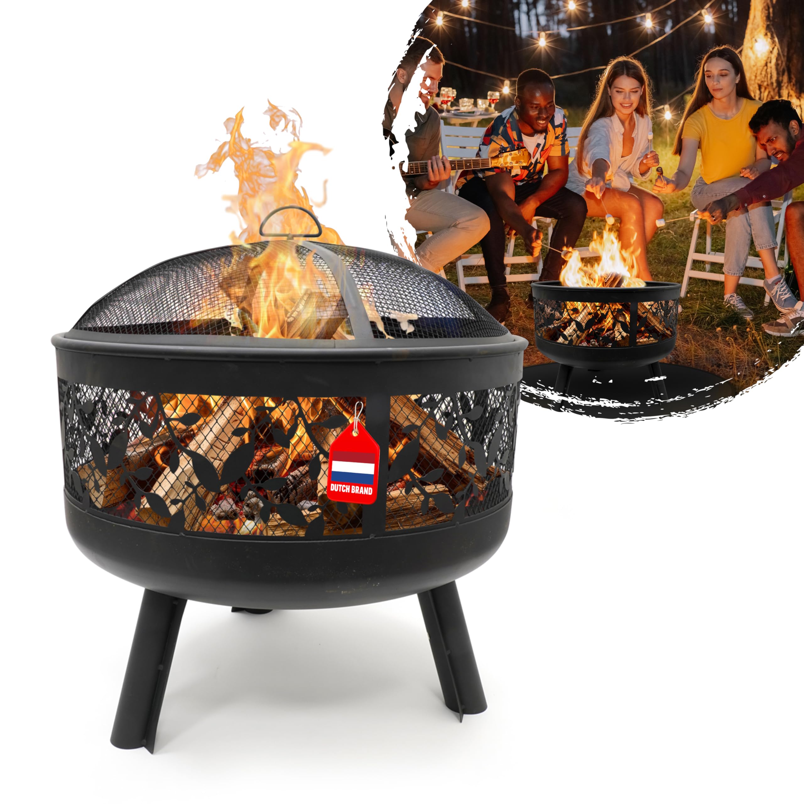 HEAT Outdoor Living Feuerkorb Alna - Feuerschalen für den Garten - Feuerstelle Outdoor & Feuertonne - Feuerschale aus Lackierter Stahl - Feuerkorb für den Garten - 60x60x35cm