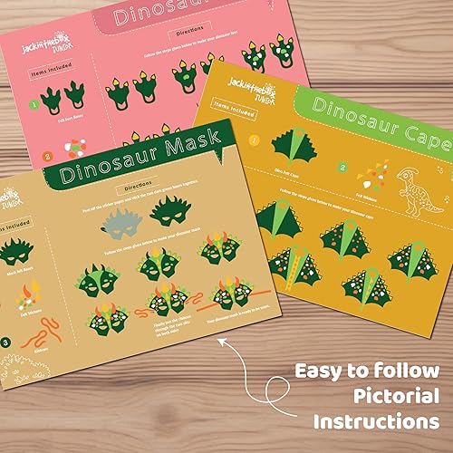 Miniatura 7 de jackinthebox Juguetes de dinosaurio para niños de 3 a 5 años, kit de disfraz de dinosaurio 3 en 1, artes y manualidades para niños y niñas, disfraz