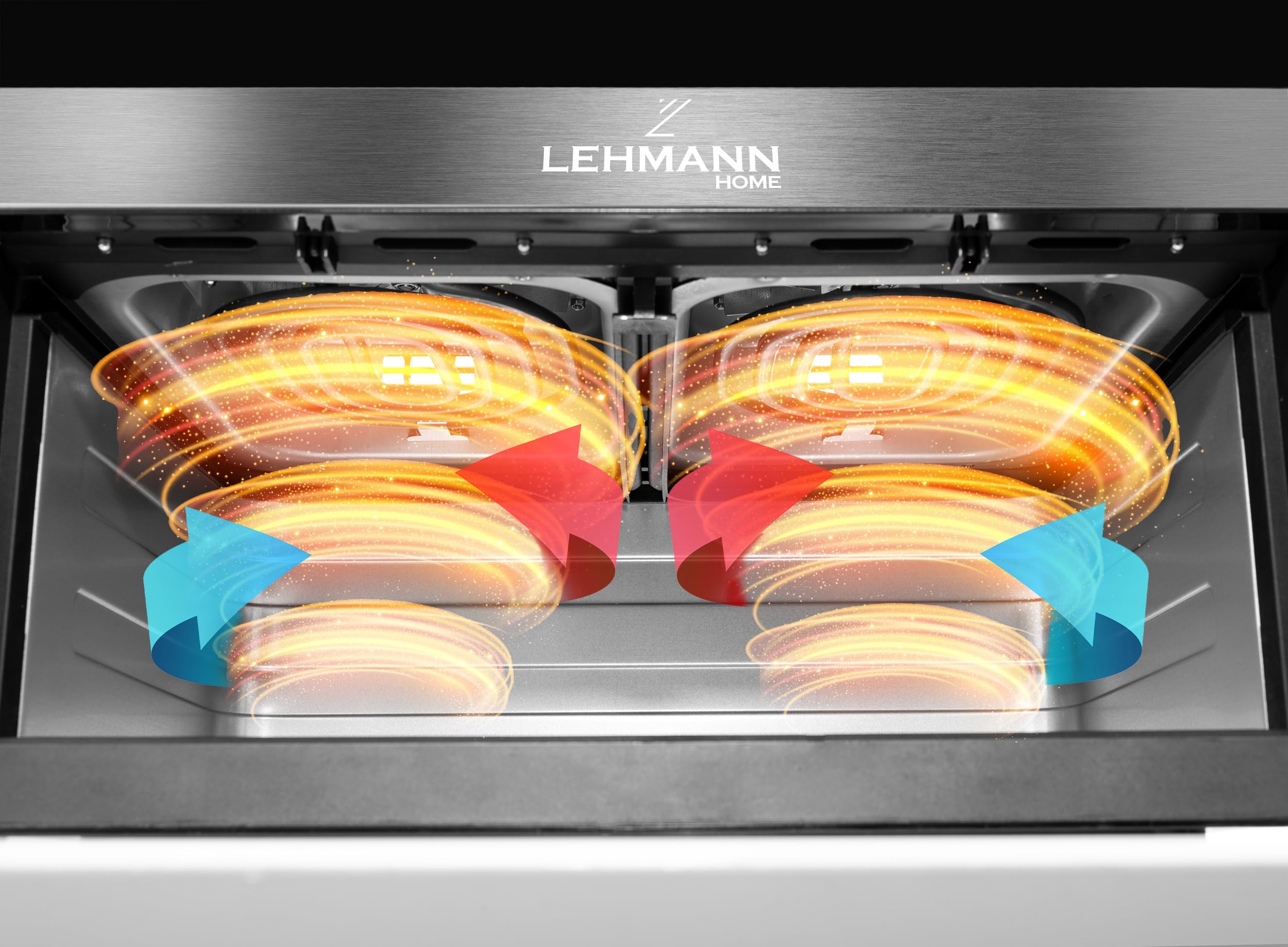 LEHMANN Air Fryer 9L, Dual Friteuse sans Huile avec 2 Tiroirs, 2400W, 12 Programmes, Température ajustable de 80-200 ºC, Contrôle WIFI, Écran Tactile, pour les Grandes Familles avec Enfants