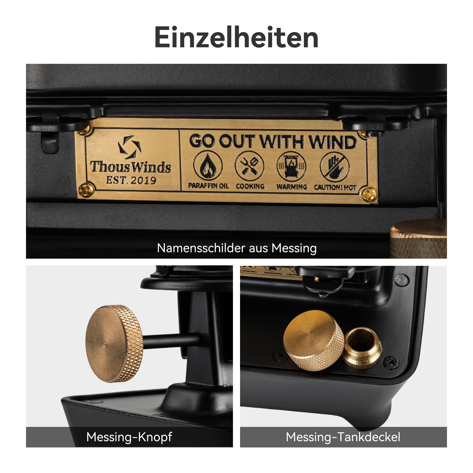 Thous Winds Petroleum Laterne Outdoor, Camping Heizung Petroleum Schwarz, Tragbarer Kaminofen, “Feuertanz” Mehrere Kerosin Laterne Ofen für Außenbeleuchtung, Erwärmung, Kochen, Grillen