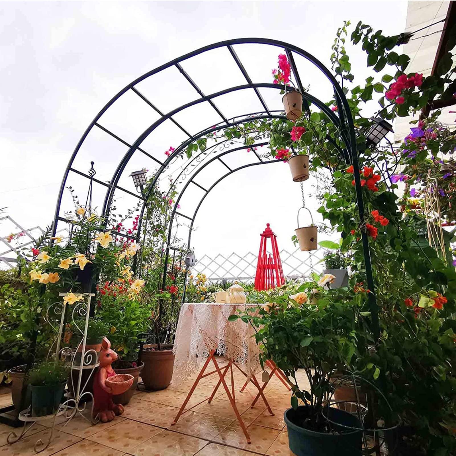 Arco da giardino autoportante, pergolato per piante rampicanti, decorazione in metallo alla moda, pergolato per rose, resistente alle intemperie, per esterni, prato, terrazza, giardino, ingresso