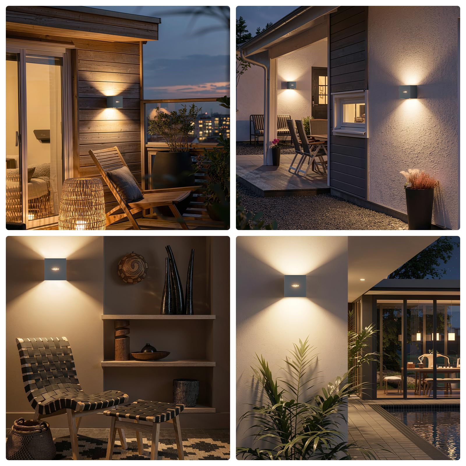 Klighten Lot de 2 Applique Murale avec Détecteur de Mouvement, Anthracite