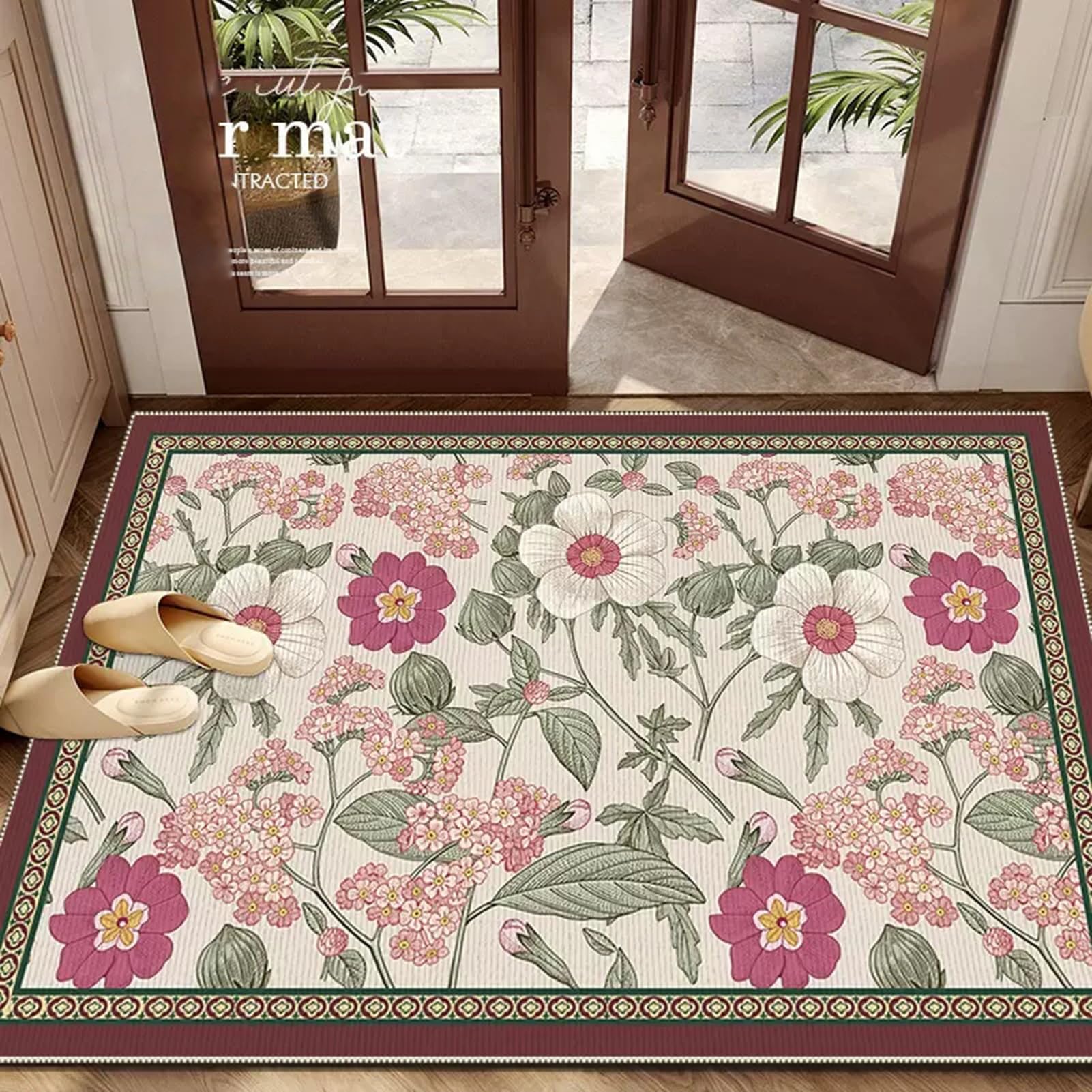 Tapis de porte d'entrée moderne fleuri pour une maison propre en automne