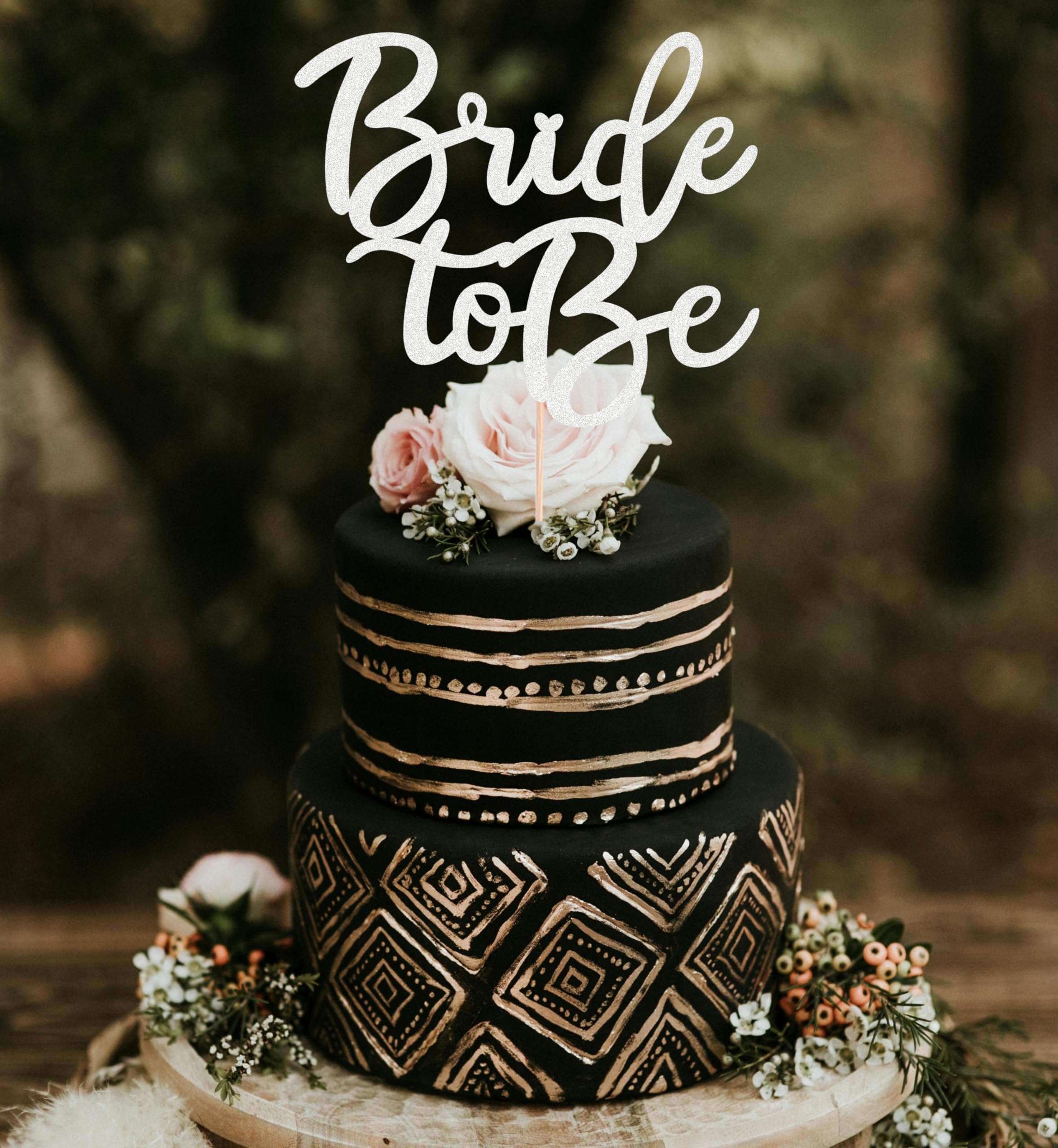 Bride to Be Cake Topper - Silver Glitter Bridal Shower Cake Decoration, Bridal Shower Cake Topper for Wedding, Engagement or Bachelorette Party Photo Booth Props