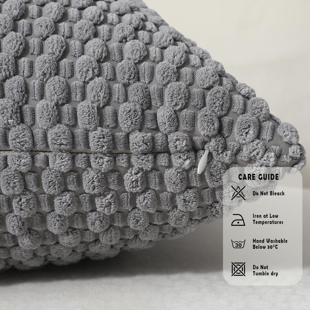 Tennove Cushion Covers 40x40cm Decorative Modern Grey Pillow Cases Pack of 2 Corduroy Boho Soft Throw Pillow Covers Square Pillowcases for Sofa Living Room Bed Home Decor - Image 4