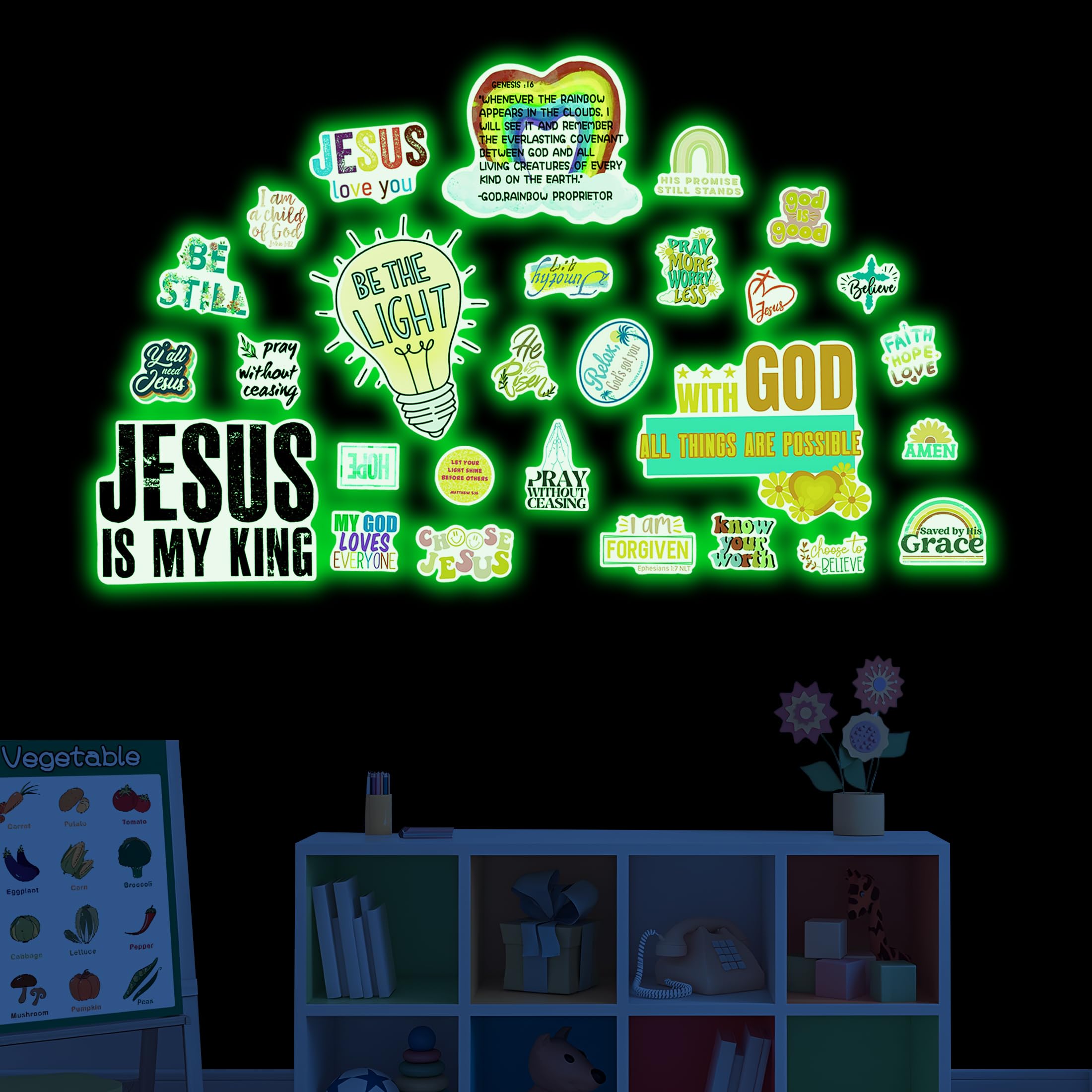 Autocollants muraux Bible phosphorescents contre la peur du noir