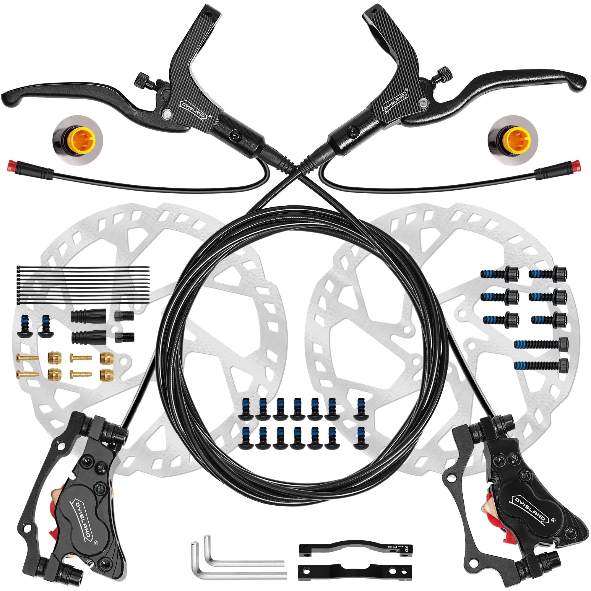 DYISLAND 4-Piston Hydraulic Disc Brake Set