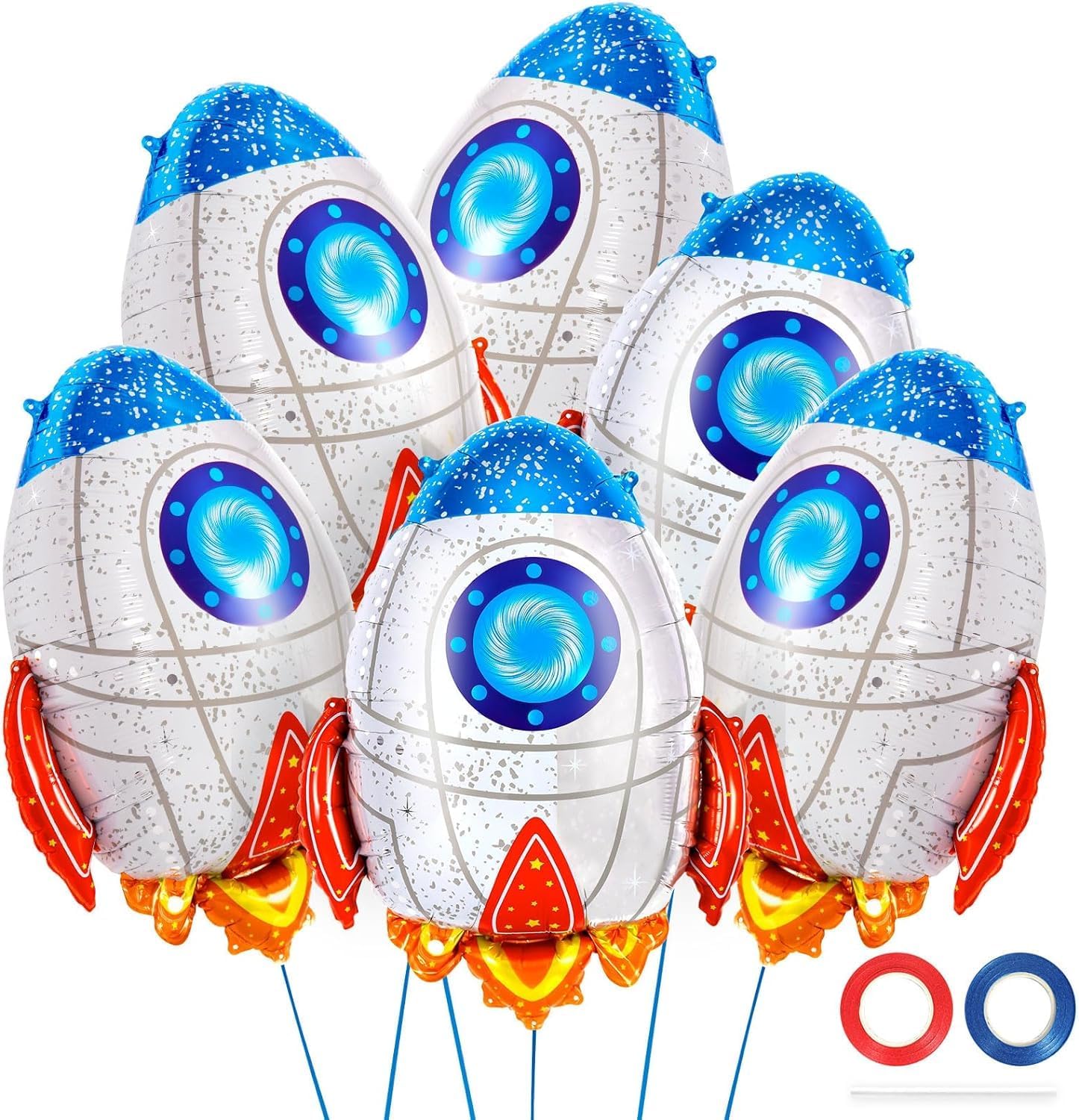 Birthday Astronaut Boy, 6pcs Aluminum Rocket Balloons, Space Theme Balloons, Decorative Space Balloons, Astronaut Birthday Decoration Astronaut, Astronaut Birthday Decoration