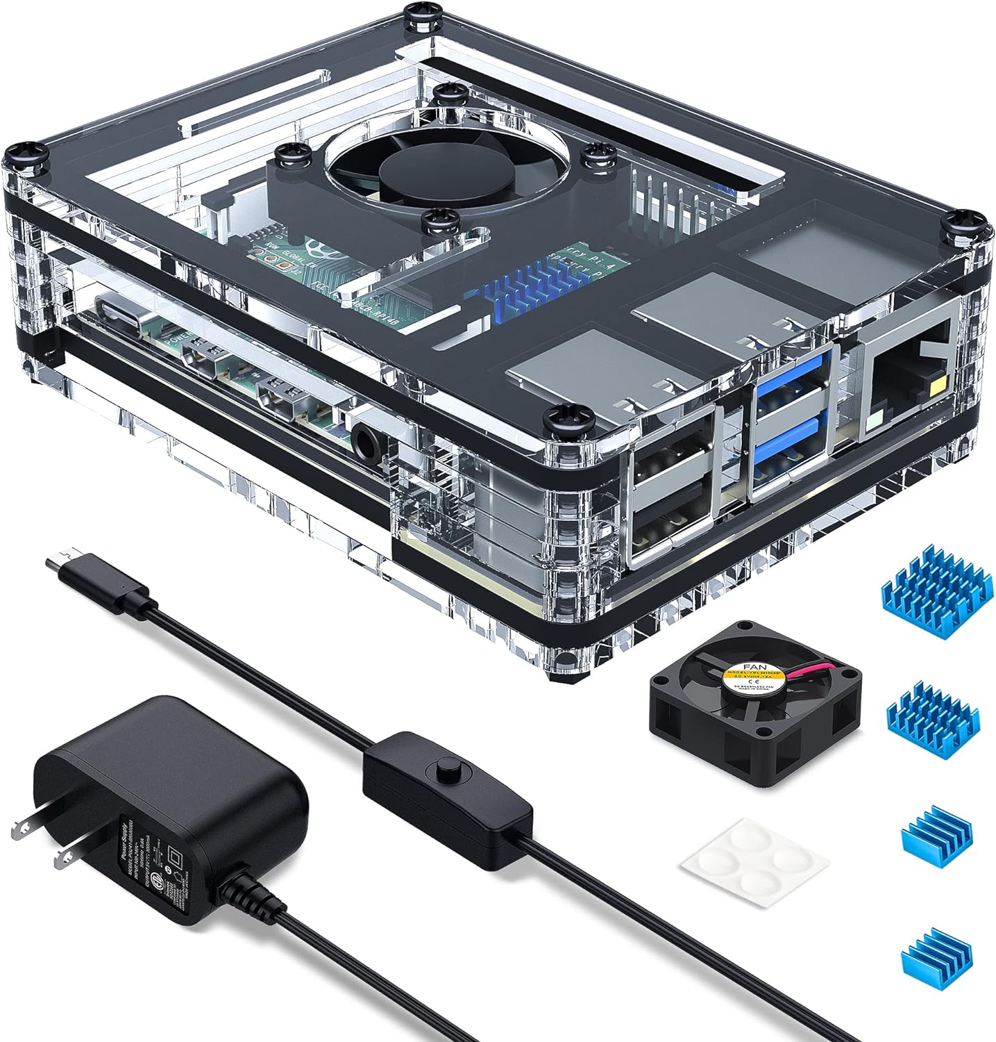 Amazon.com: Miuzei Raspberry Pi 4 Case with Fan Cooling Pi 4B Case with ...
