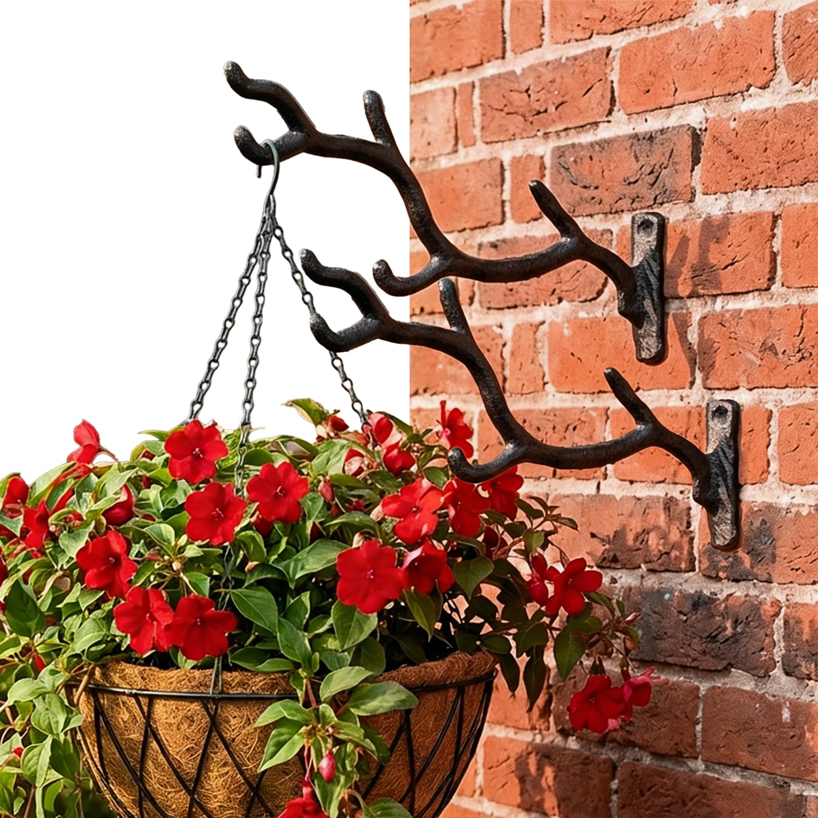 Photo 1 of Leooomap Cast Iron Tree Branch Plant Hanger Set - 2 Pcs, Black