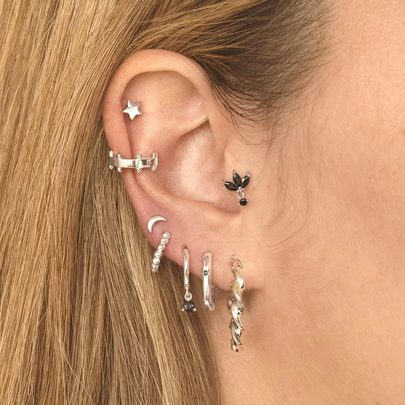 Orecchini a Bottone da Donna Placcati in Oro, Orecchini a Bottone in Argento Sterling 925 da Donna Orecchini a Bottone in Argento a Forma di Stella Semplice
