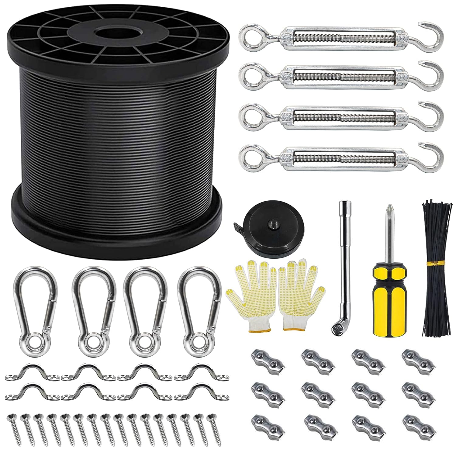 String Lights Hanging Kit, 200 Ft 304 Coated Stainless Steel Cable