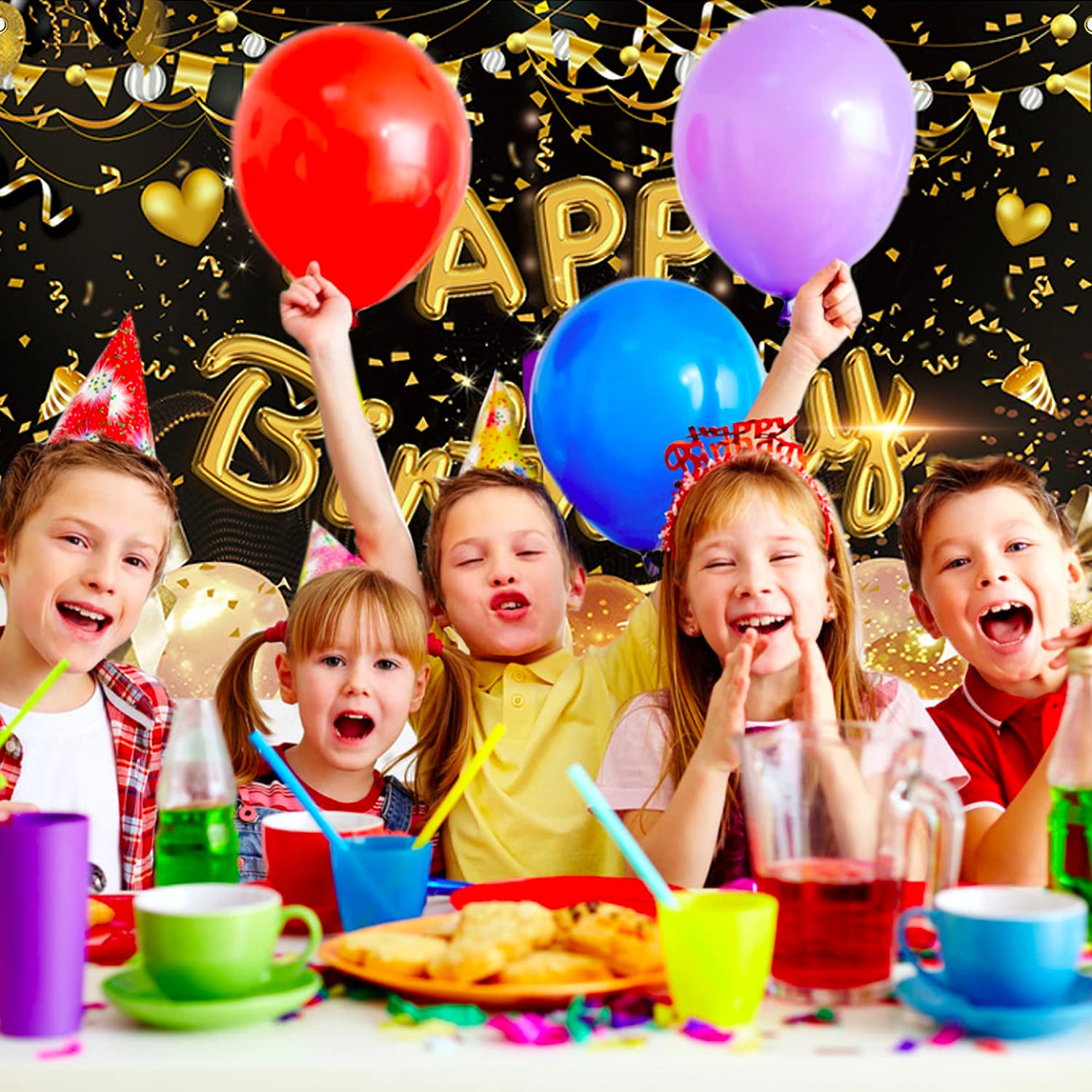Happy 38th Birthday Backdrop Banner - Black & Gold Theme, 4ft X 6ft Polyester Decor For Men's Party
