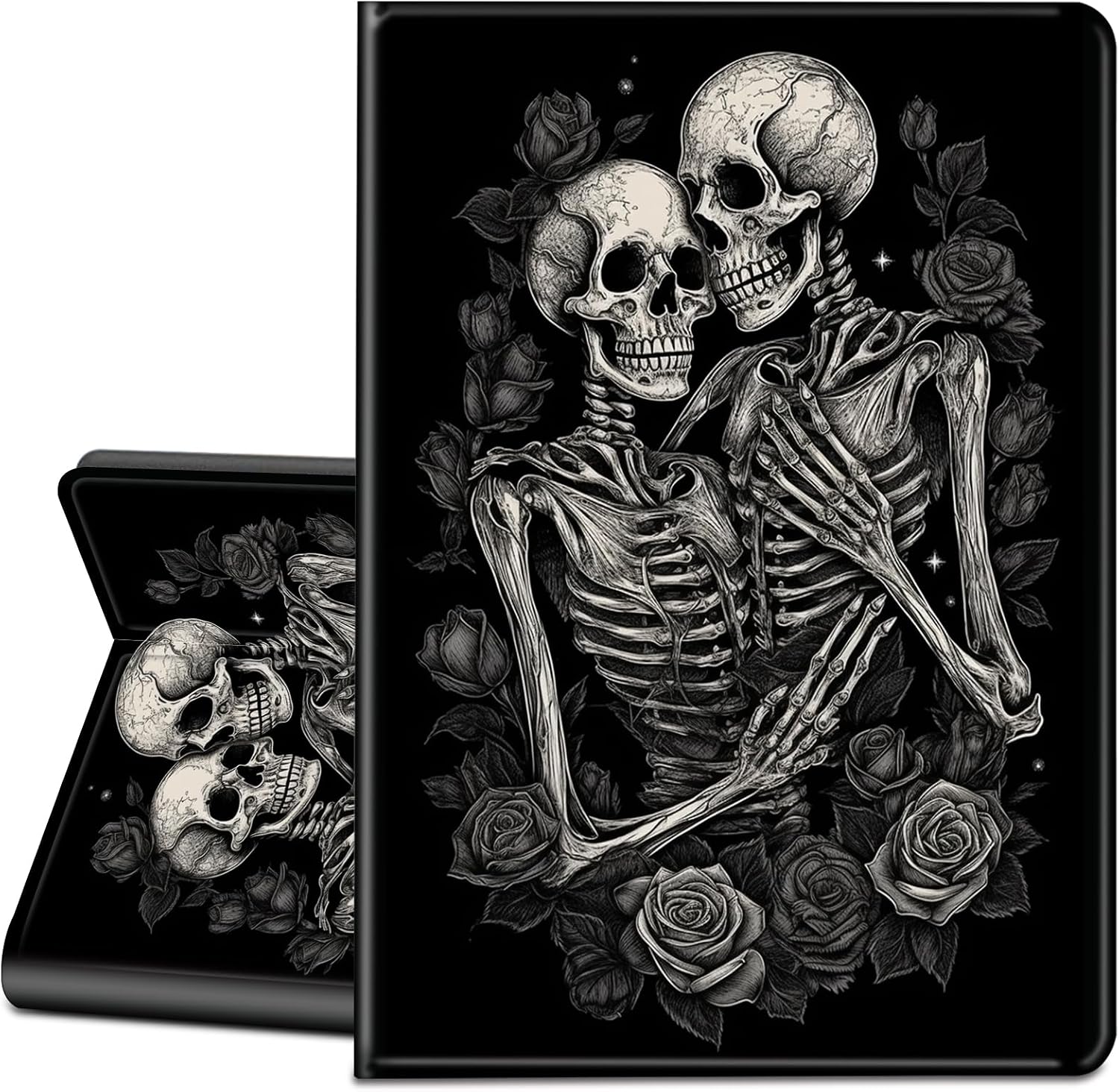 Case for Microsoft Surface Pro X/Pro X Plus 13" 2024/2021/2020/2019 Tablet-Slim PU Leather Adjustable Stand Smart Cover,Loving Skeleton