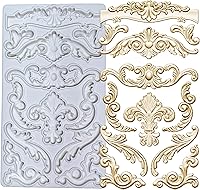 Vista 1 de Baroque Curlicues Scroll Lace Border Relief Flor Encaje Filigrana Esculpido Decoración Fondant, Artesanía Azucarera, Decoración de Pasteles, Moldes