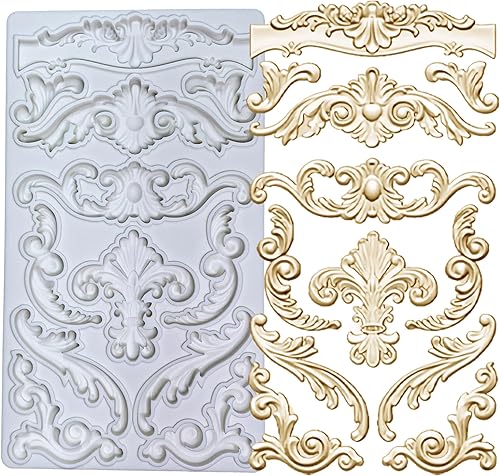 Baroque Curlicues Scroll Lace Border Relief Flor Encaje Filigrana Esculpido Decoración Fondant, Artesanía Azucarera, Decoración de Pasteles, Moldes,