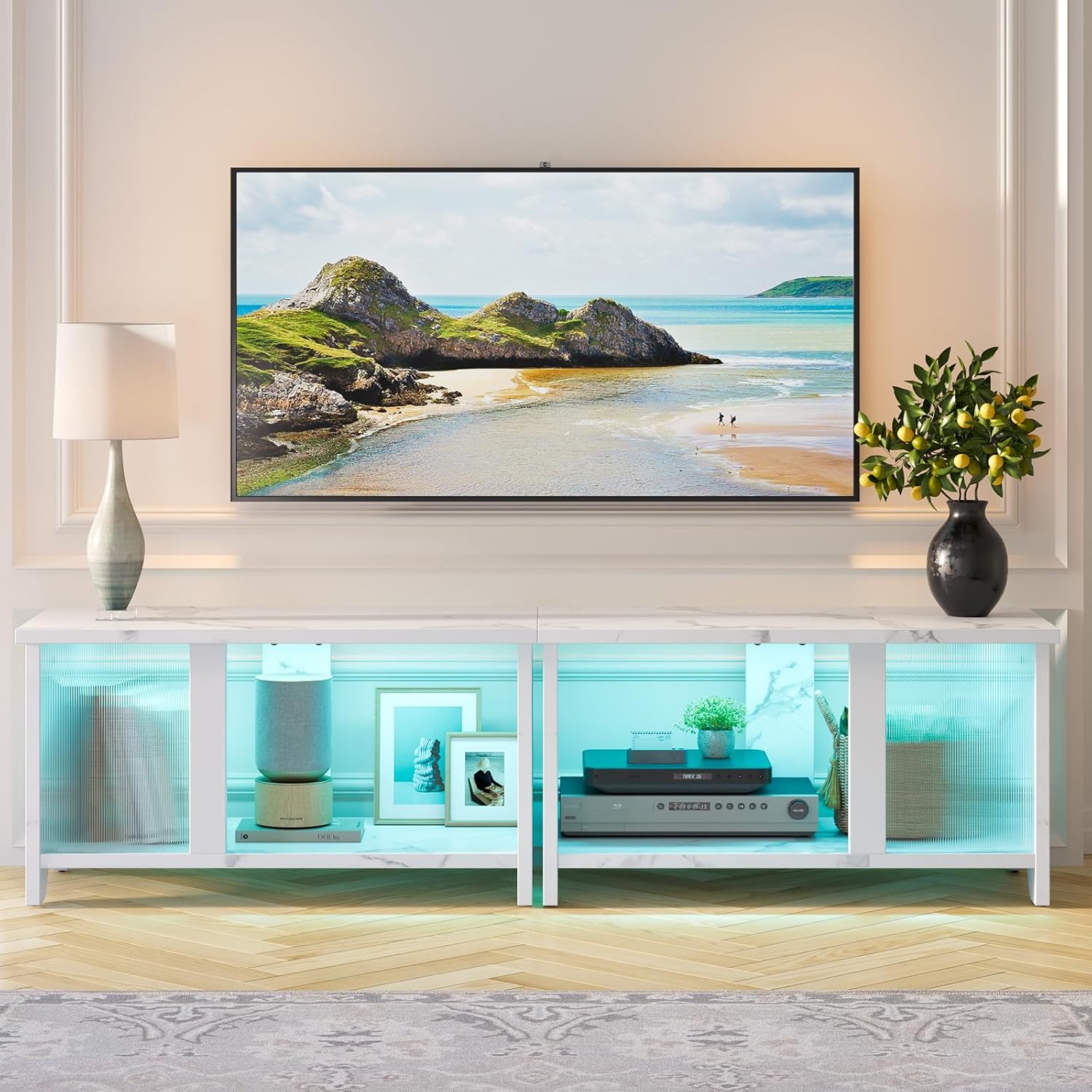 Pinmoco テレビ台 140幅テレビボード 2段式 55型まで対応　ホワイト Pinmoco テレビ台 140幅テレビボード 32/40/50/55型対応tv台 木目