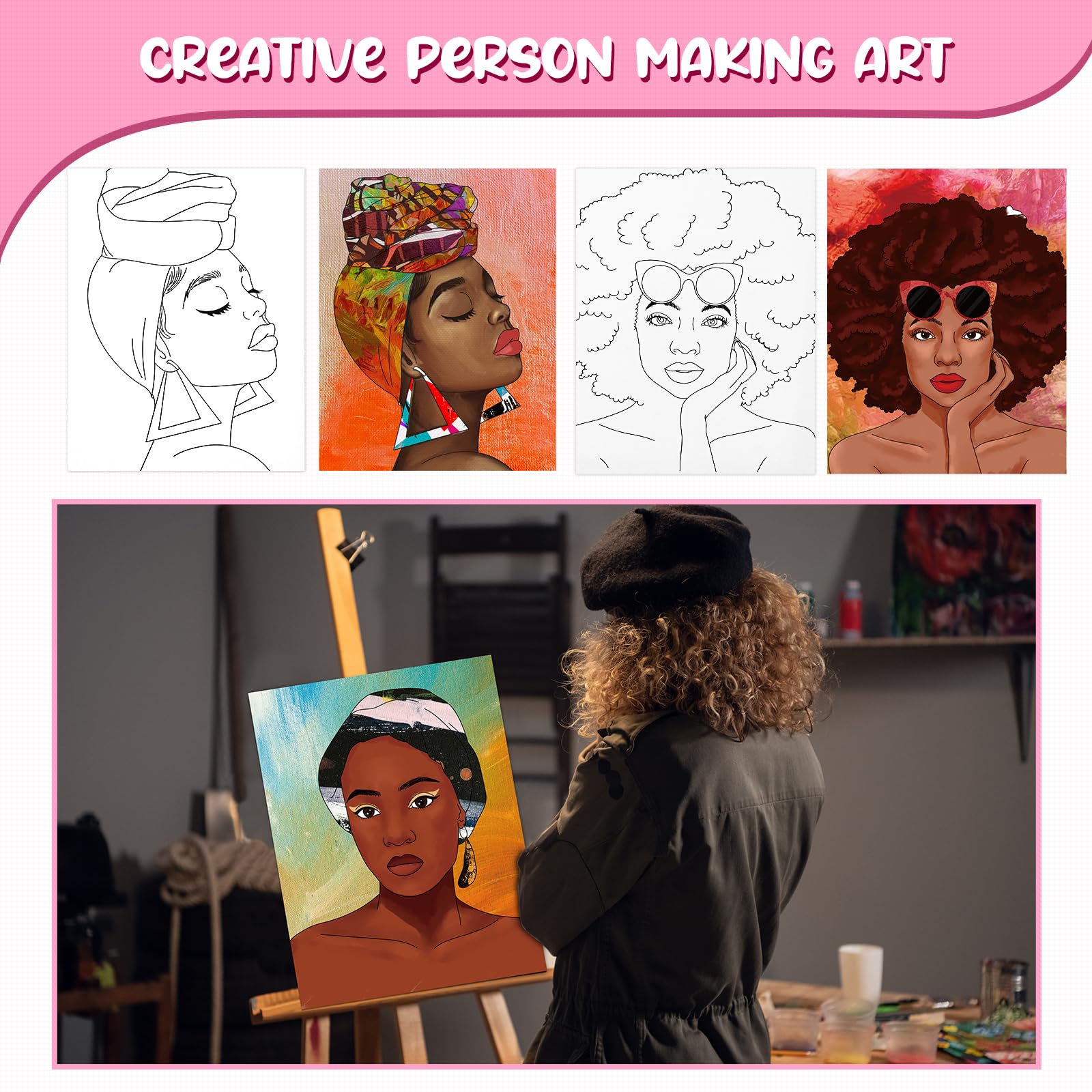 Amazon.com: Sherr 15 Set Pre Drawn Painting Canvas for Adults 8 x